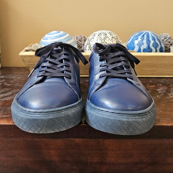 Italic Men's Cadence Tonal Midnight Blue Leather Sneakers, Sz 13 - Picture 4 of 16